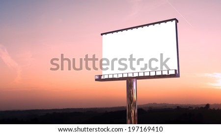 illustration of billboard in twilight with sunset sky