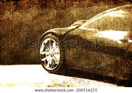 retro car is speeding in fast dynamic for canvas background
