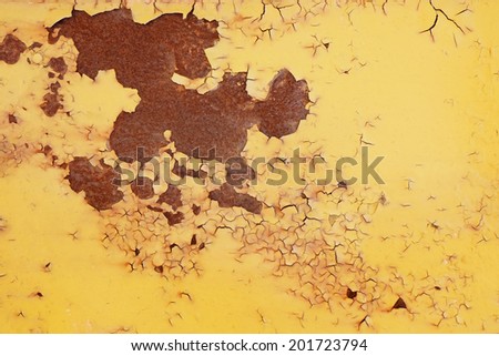 Rusty painted metal background. Peeling paint texture.
