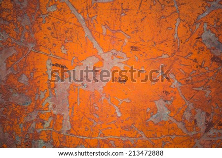 Scratches on metal surface painted orange for background