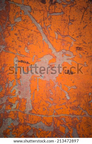 Scratches on metal surface painted orange for background