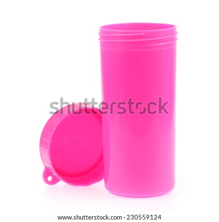 Pink Color Plastic And Bottle Water Canteen Tumbler With Cover isolated on white background