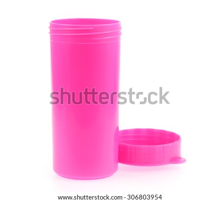 Pink Color Plastic And Bottle Water Canteen Tumbler With Cover isolated on white background