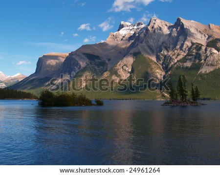 Lake Minnewanka, looking east in Banff National Park, Alberta Canada