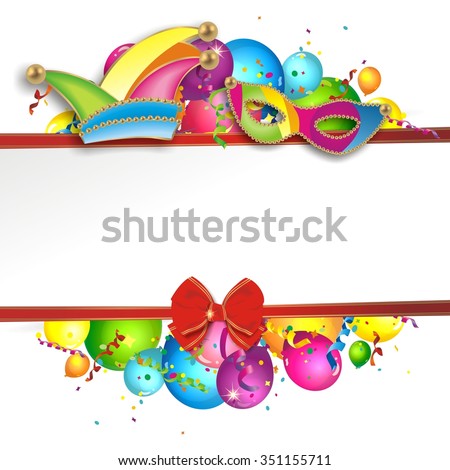 colorful festive background with carnival icons and objects