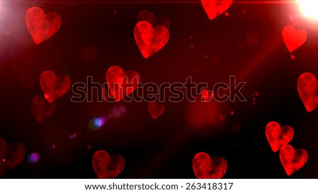 Glowing hearts bokeh, cool abstract hexagons, vibrant background Glowing hearts bokeh, cool abstract hexagons, vibrant background