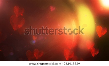 Glowing hearts bokeh, cool abstract hexagons, vibrant background Glowing hearts bokeh, cool abstract hexagons, vibrant background