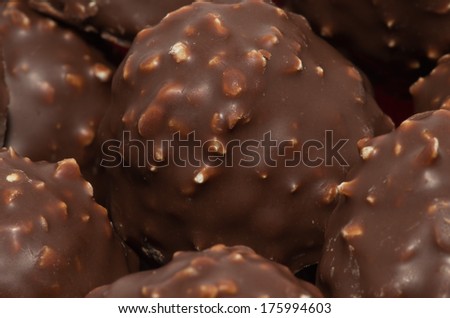 Closeup brown chocolate candy background