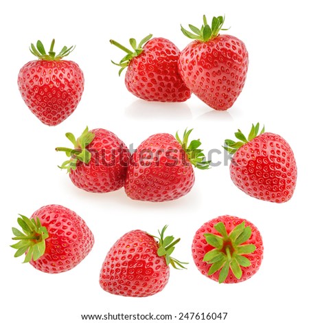 Strawberry fruits on white. Collection
