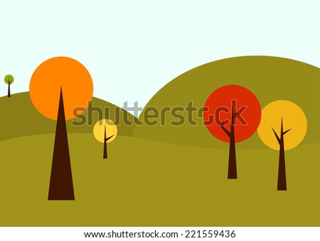 Geometrical autumn landscape in vintage autumn colors