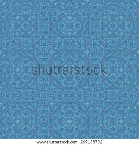 Blue seamless abstract pattern with dark blue ornaments