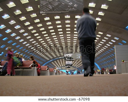 Airport hall of Charles de Gaulle International Airport, Paris. This hall collapsed in 2004