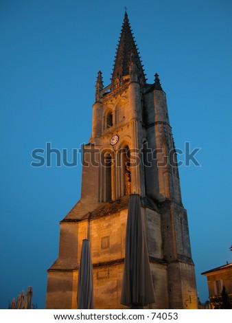 The church tower of Saint Emilion in the Bordeaux region of France: world famous for its red wine