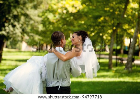 happy wedding couple