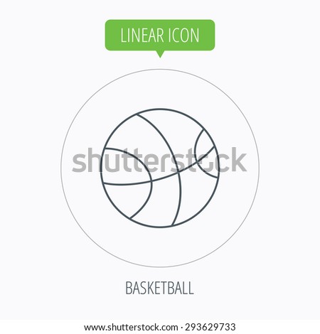 Basketball equipment icon. Sport ball sign. Team game symbol. Linear outline circle button. Vector
