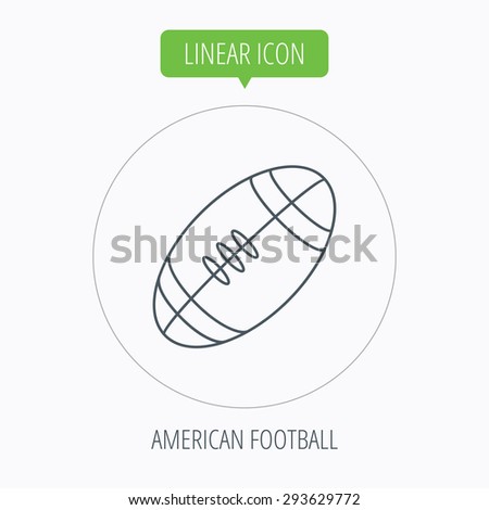 American football icon. Sport ball sign. Team game symbol. Linear outline circle button. Vector