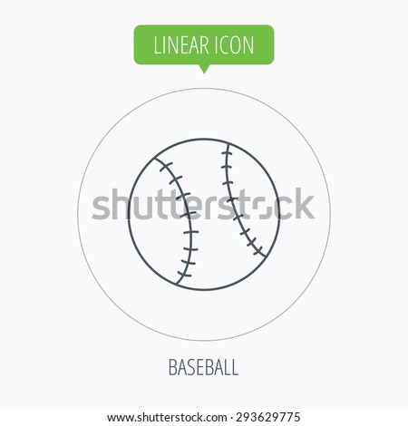 Baseball equipment icon. Sport ball sign. Team game symbol. Linear outline circle button. Vector