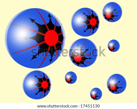 New Annual sphere of dark dark blue colour similar to a pupil of an eye with a sample on a light background