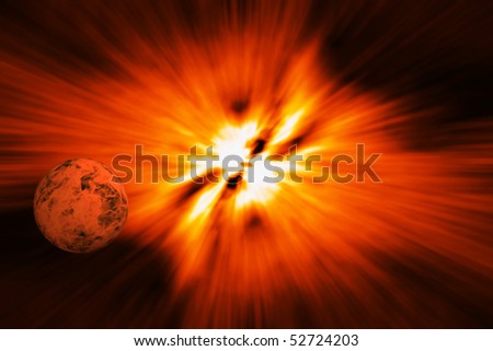 The big power space fiery explosion in space