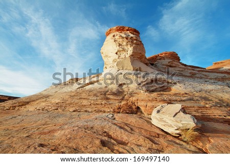 Landscape of rolling rocks in Lake Powell recreational area, Arizona