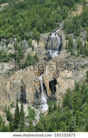 Small waterfalls and curious formations from Bow glacier falls trail in the canadian rockies - banff national park, canada