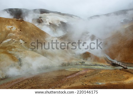 Surreal landscape of Kerlingarfjoll, Iceland, land of ice and fire.