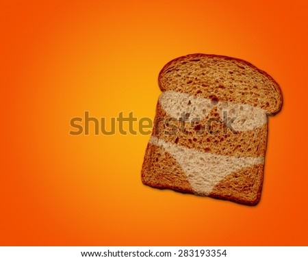 Tanned slice of bread with trace of the swimsuit