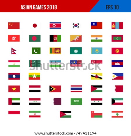 Asian Games 2018 How Many Country stock vector set of vector asian flags icon collection illustration all country 749411194 - Asian Games 2018 How Many Country