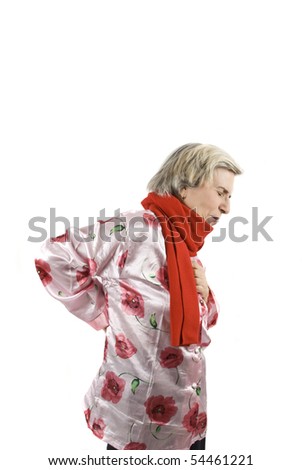 Senior woman having a back ache and a chest ache