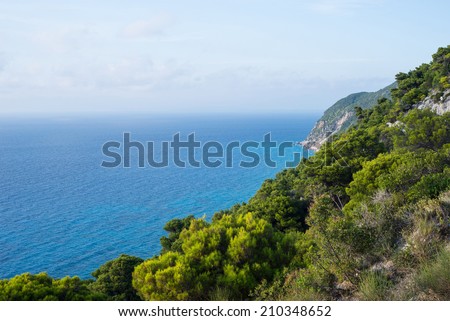 Ionian sea view from top of hills in Lefkada Greece