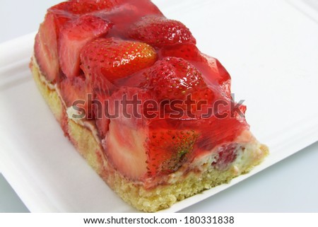 Strawberry Pie on Paper Plate, close up