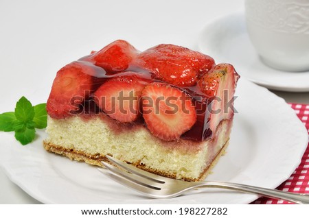 Strawberry Pie on Plate, close up / Strawberry Pie