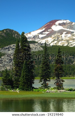 Portrait of South sister from Sparks lake.