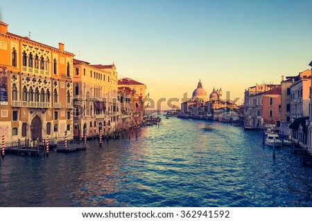 Canal Grande sunset of Accademia\'s bridge. Venice, Italy.