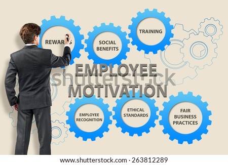 Training. Business man with employee motivation concept