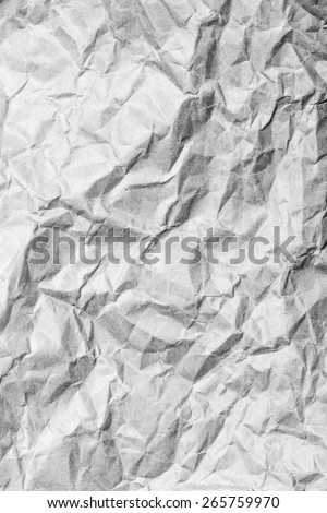 Aged. Eco craft crumpled paper background and sheet of white paper on it for identity, cards and scrapbooking gray color