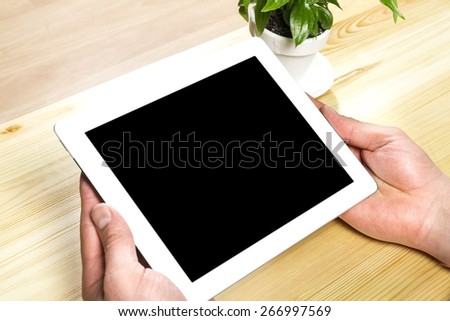 Tablet, hand, display.