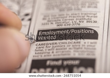 Recruitment, Classified Ad, Unemployment.