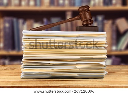 Law. Gavel on stack of documents