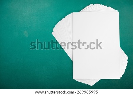 Layout. Collection of various  blank white paper and book on white background. each one is shot separately