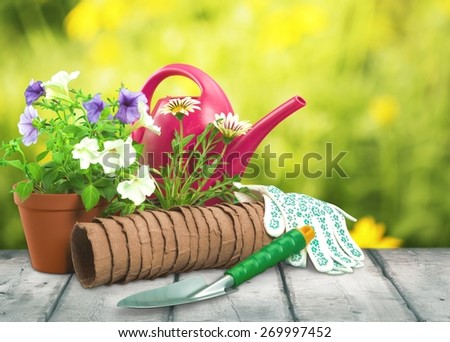 Gardening Equipment, Flower Pot, Work Tool.
