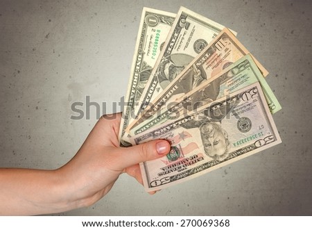 Five Dollar Bill, Currency, Human Hand.
