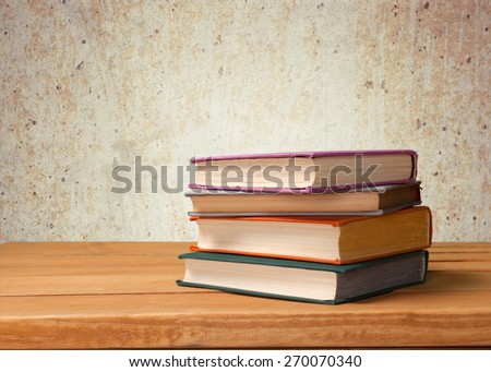 Summer. Old vintage books over beautiful bokeh background