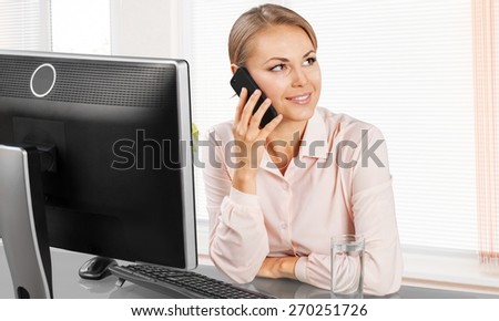Telephone, Women, Computer.