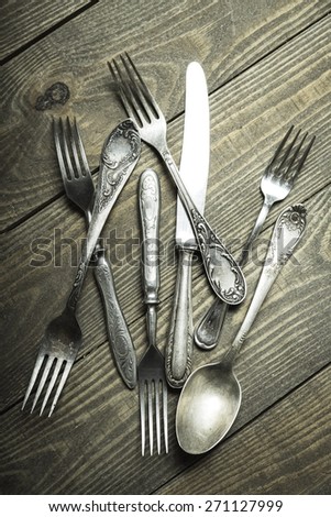Knife. Cutlery set with fork, knife and spoon