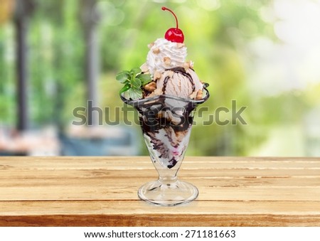 Ice Cream Sundae. Classic hot fudge sundae.
