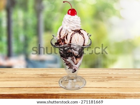 Ice Cream Sundae. Classic hot fudge sundae.