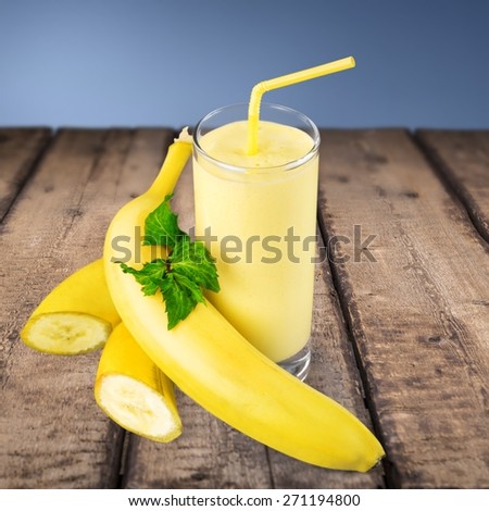 Banana. Fresh banana shake isolated on white
