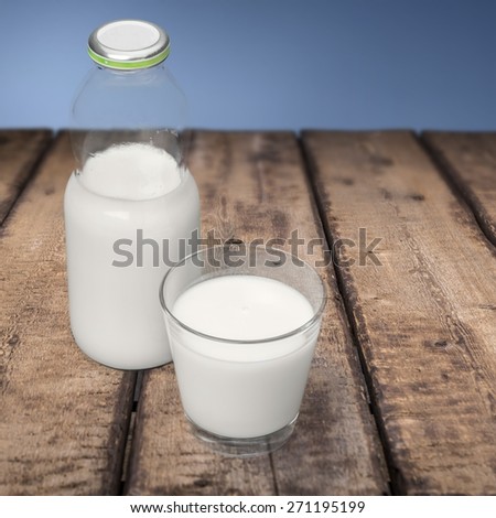Milk. Milk bottle and glass