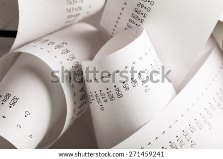 Adding Machine Tape, Financial Figures, Number.